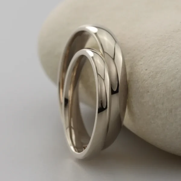 The Devons: Handmade 14ct White Gold Matching Wedding Ring Set