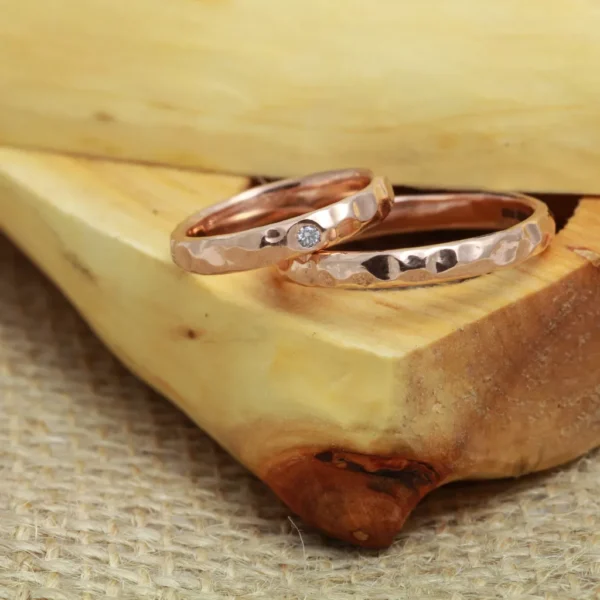 The Kinglass and The Glenshee: Eco 18ct Rose Gold Rings with Diamond, Moissanite or Sapphire