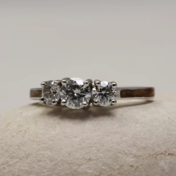 The Rother: Handmade 950 Platinum Three Stone Engagement Ring with Wood Inlay