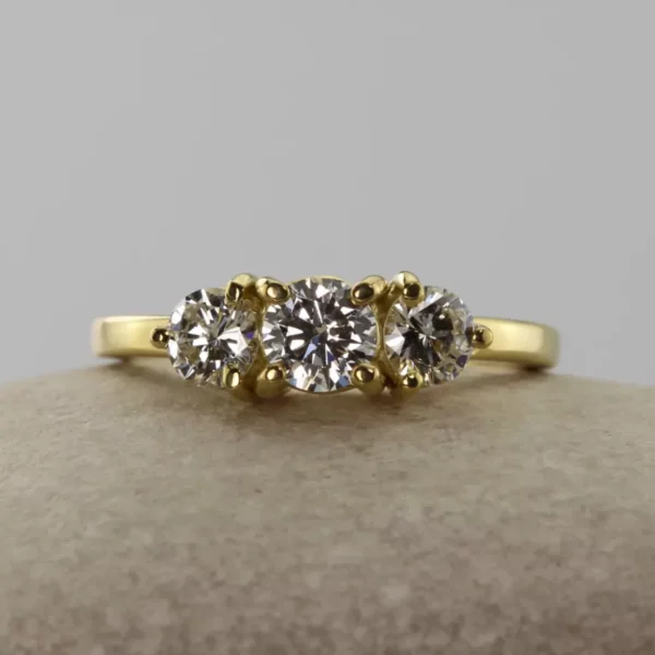 The Torridge: Ethical 18ct Gold Diamond or Moissanite Trilogy Engagement Ring