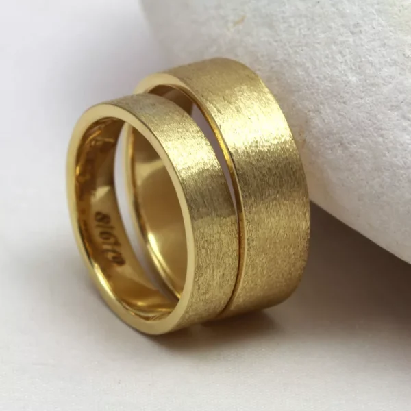 The Cloughs: Handmade 14ct Yellow Gold Matching Wedding Bands