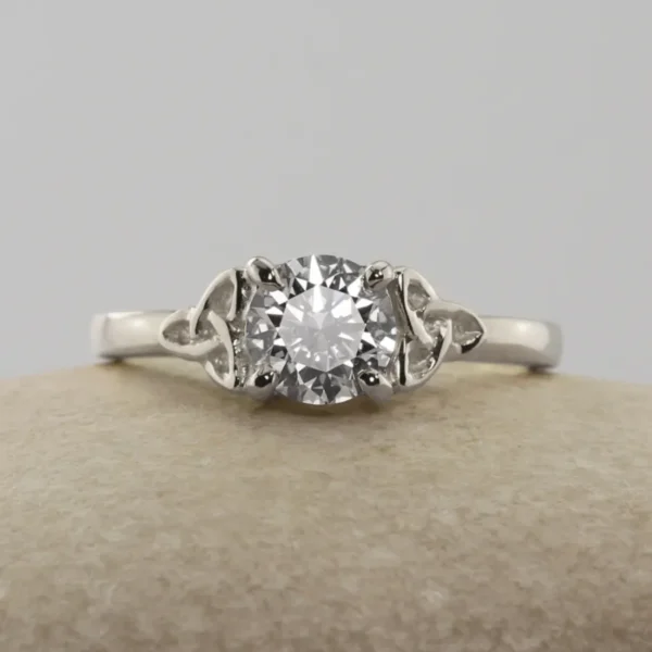 The Glengawna: 950 Platinum Celtic Trinity Knot Solitaire Moissanite or Diamond Engagement Ring