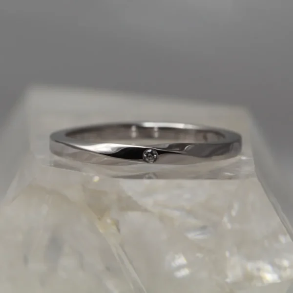 The Bachan: Recycled 950 Platinum Wedding Ring with Diamond or Moissanite