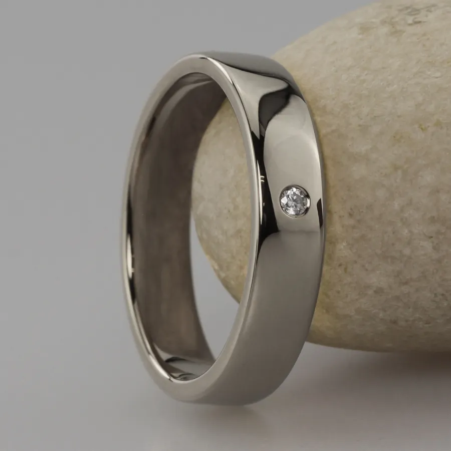 Recycled 950 Platinum and Diamond Wedding Band