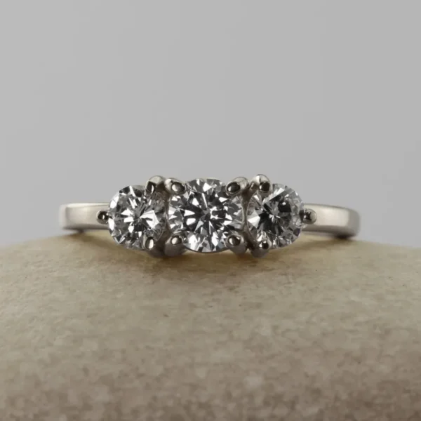The Torridge: Recycled 950 Platinum Diamond or Moissanite Trilogy Engagement Ring