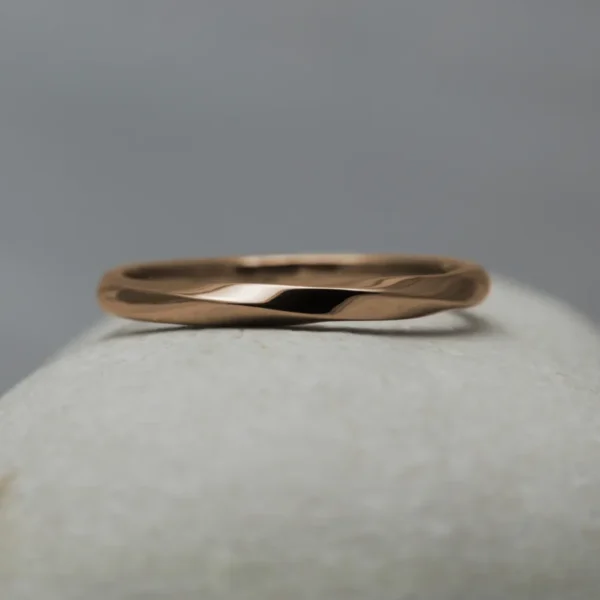The Kip: Handmade 14ct Rose Gold Wedding Ring with single twist