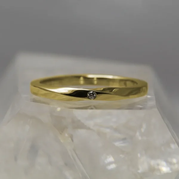 The Bachan: Recycled 18ct Yellow Gold Wedding Ring with Diamond or Moissanite