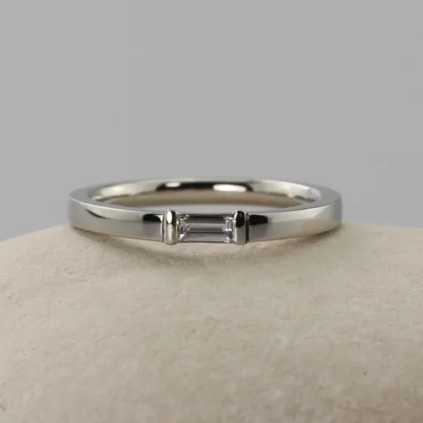 The Dulnain: Ethical 950 Platinum Baguette Diamond or Moissanite Ring