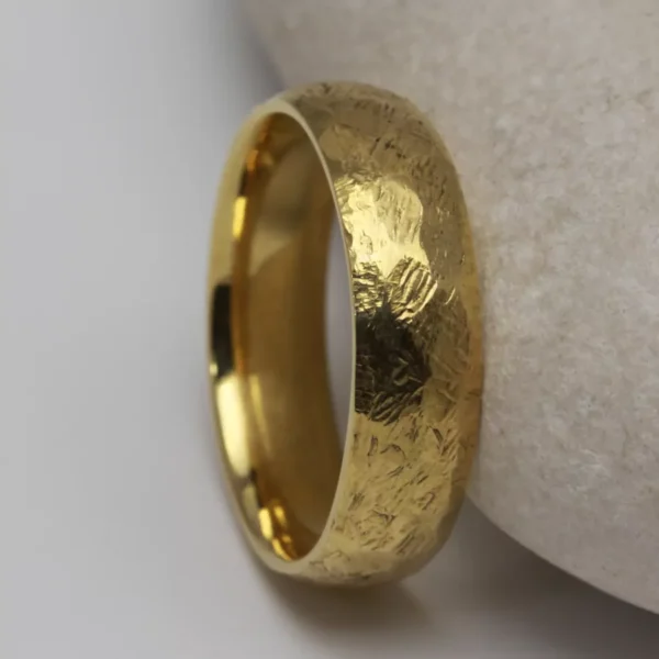 The Severn: 14ct Gold Hammered Wedding Ring