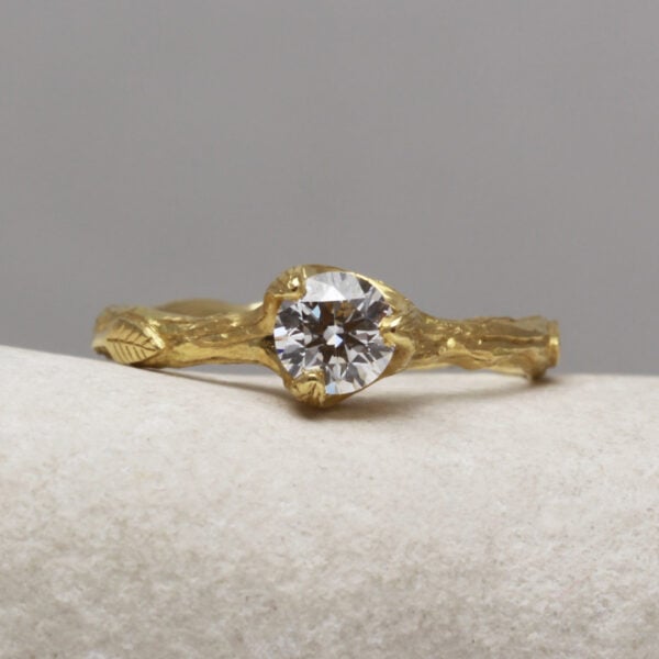 The Mossy: Handmade 14ct Gold Diamond or Moissanite Twig Engagement Ring