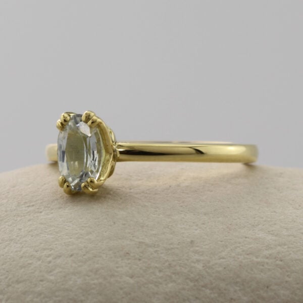 The Finn: Handmade 14ct Gold Oval Diamond or Moissanite Engagement Ring
