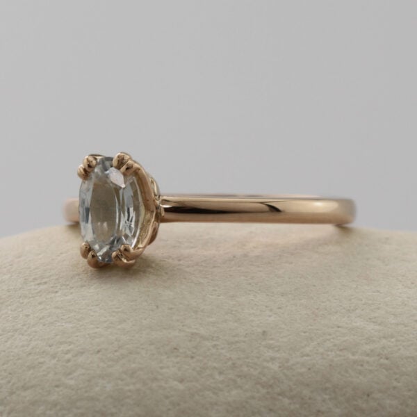 The Finn: Handmade 18ct Rose Gold Oval Diamond or Moissanite Engagement Ring