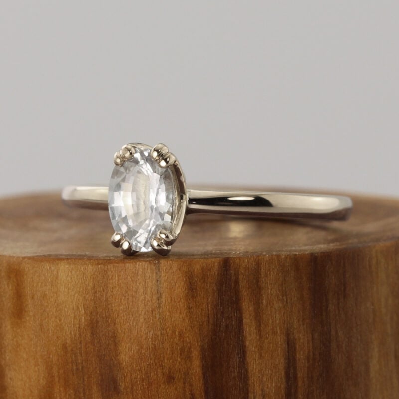 Eco 18ct white gold oval cut diamond engagement ring