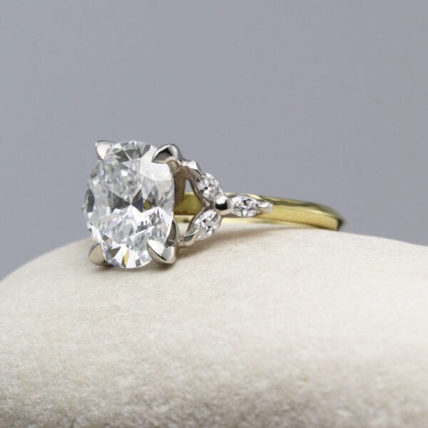 The Monzie: Handmade 18ct Gold and Platinum Lotus Basket Engagement Ring