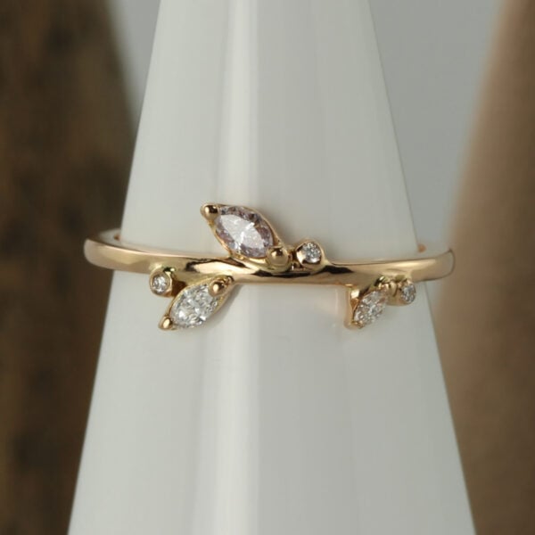 The Wharfe: Handmade 18ct Rose Gold Diamond or Moissanite Wedding Ring