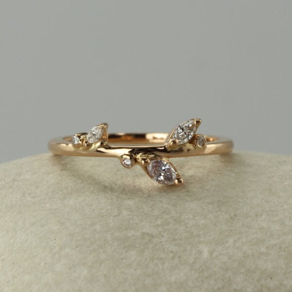 The Wharfe: Handmade 18ct Rose Gold Diamond or Moissanite Wedding Ring