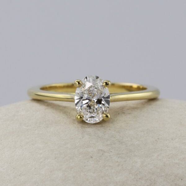 The Lark: Handmade 18ct Gold Wedfit Oval Diamond or Moissanite Engagement Ring