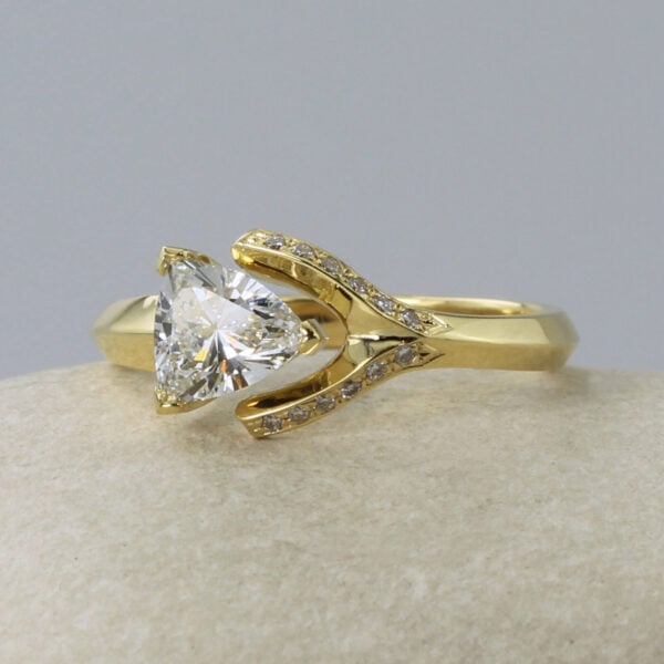 The Wye: 18ct Gold Trillion Cut Diamond or Moissanite Engagement Ring