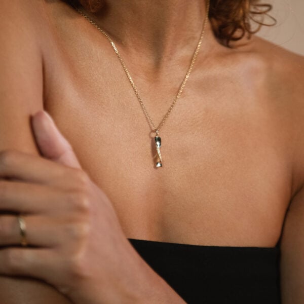The Torridon Diamond or Moissanite Bar Necklace: 18ct Yellow Gold