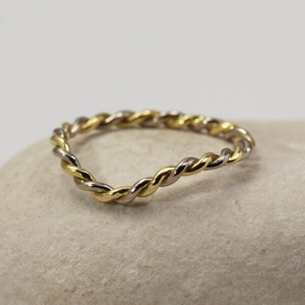 The Ballochroy: Curved Intertwining 18ct Yellow and White Gold Ring