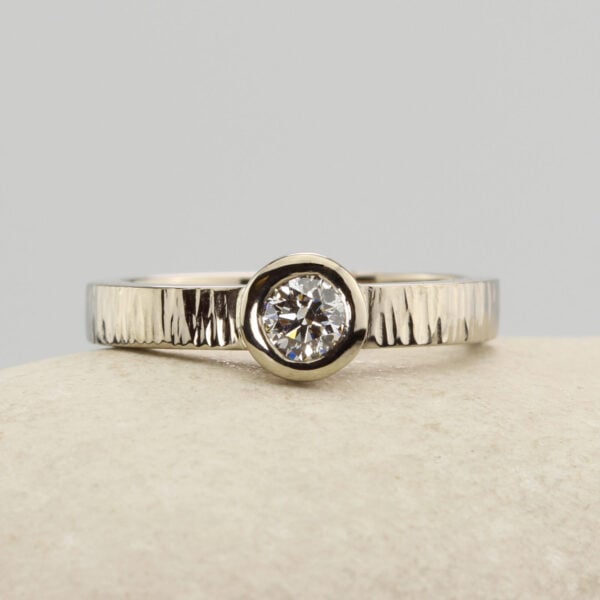 The Almond: Recycled 14ct White Gold Moissanite or Diamond Ring