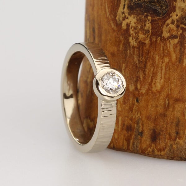 The Almond: Recycled 14ct White Gold Moissanite or Diamond Ring