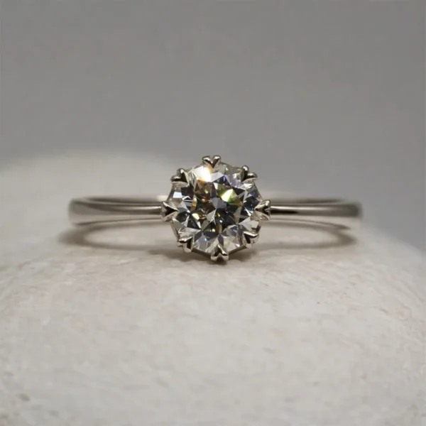 The Avon: Handmade 18ct White Gold Crown Set Diamond or Moissanite Engagement Ring