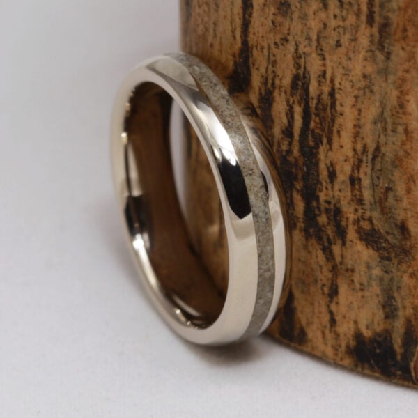 The Fillan: Recycled 14ct White Gold Ring with Granite Inlay