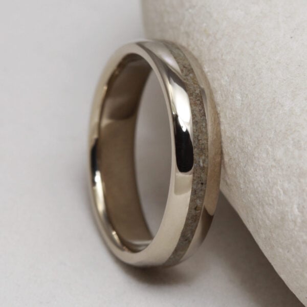 The Fillan: Recycled 14ct White Gold Ring with Granite Inlay