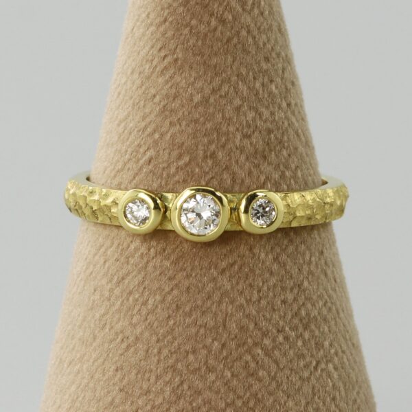 The White: 18ct Yellow Gold Diamond or Moissanite Trilogy Engagement Ring
