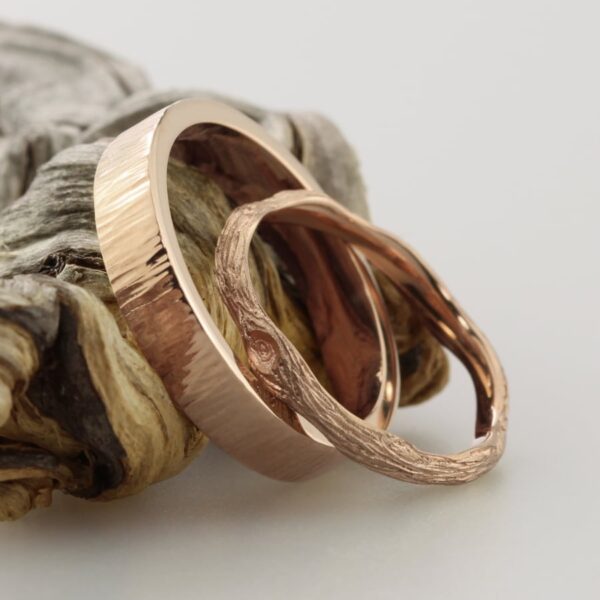 The Twig and Bark: Handmade 14ct Rose Gold Wedding Ring Set