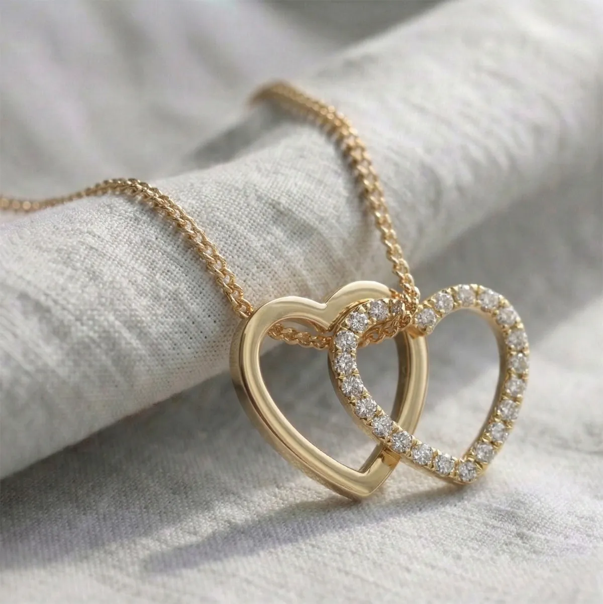 Linked Gold and Diamond Heart Pendant