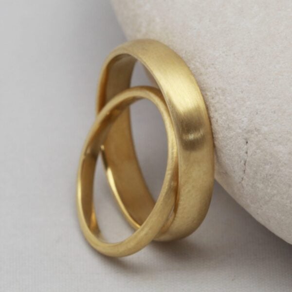 The Archans: Recycled 18ct Yellow Gold Matching Wedding Ring Set