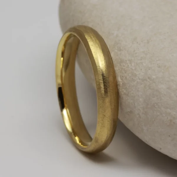 The Spey: Ethical 14ct Yellow Gold Wedding Ring with File Cut Finish