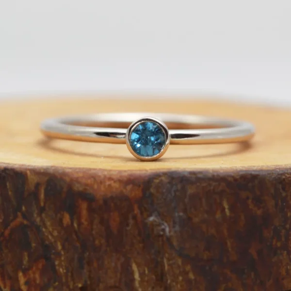 Ethical 14ct White Gold Blue Sapphire Stacking Ring