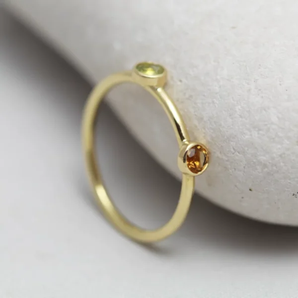 Eco Friendly 18ct Yellow Gold Emerald & Citrine Stacking Ring