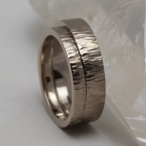 The Couls: Handmade 14ct White Gold Matching Wedding Bands