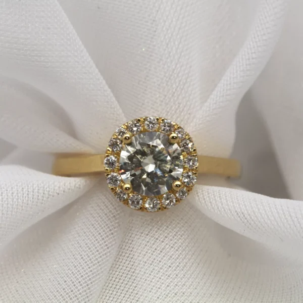 The Shira: Handmade 14ct Yellow Gold Diamond or Moissanite Halo Engagement Ring