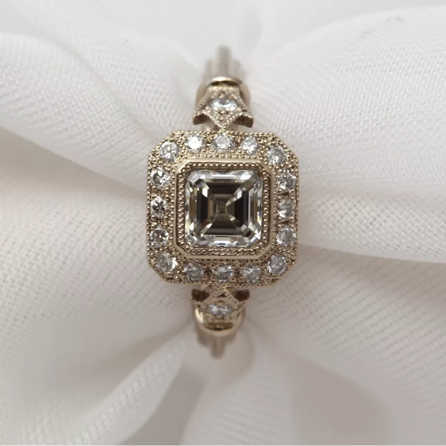 The Lochay: 18ct Palladium Rich White Gold Asscher Cut Diamond Engagement Ring (1.1ctw)