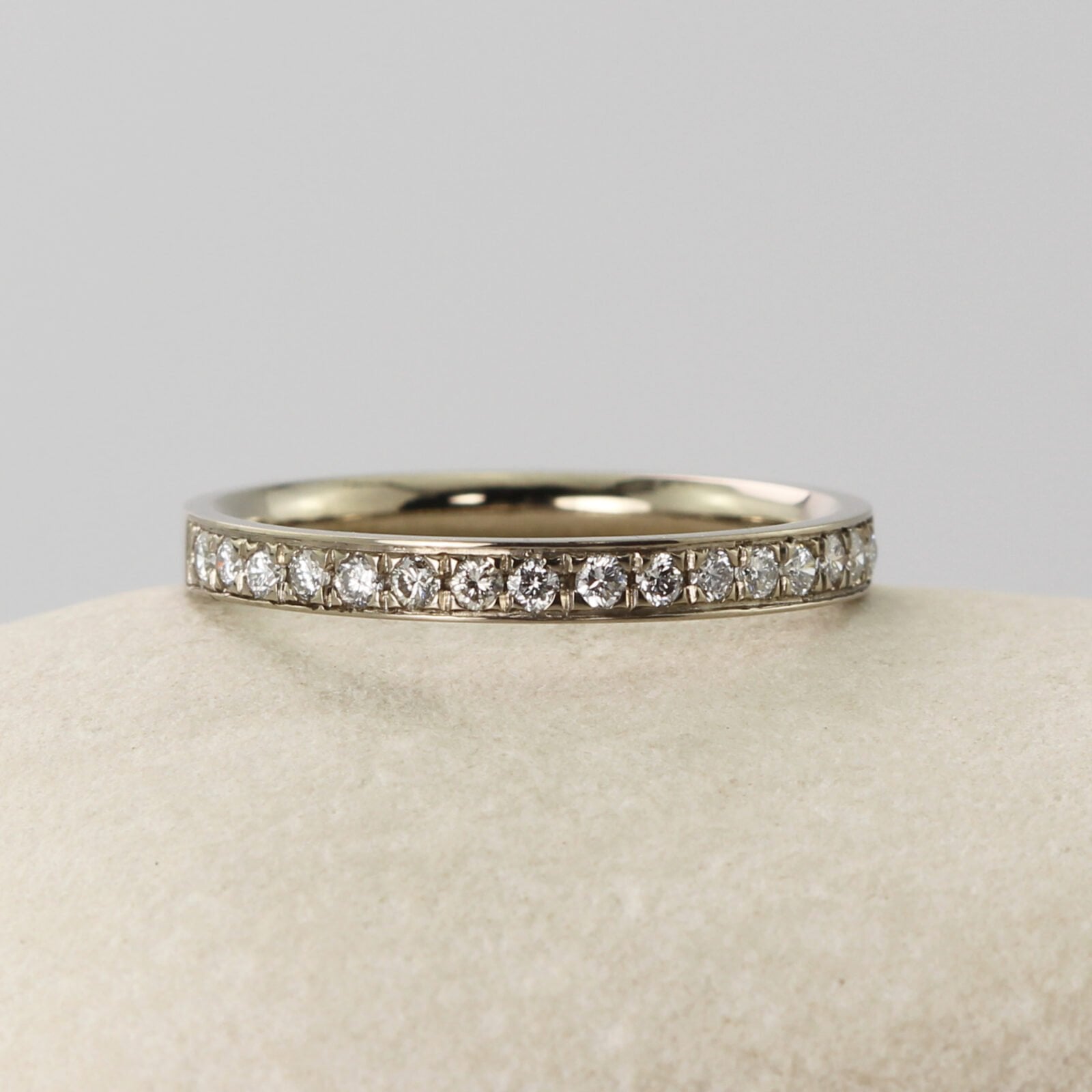 The Dochart: Handmade 18ct White Gold Bead Set Diamond Ring