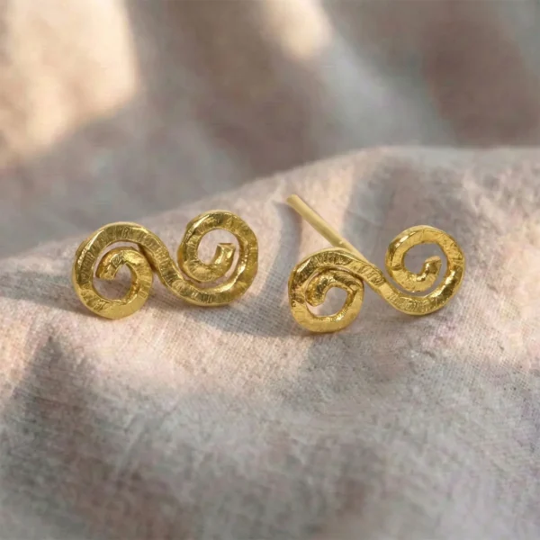 Handmade 18ct Yellow Gold Celtic Double Spiral Earrings