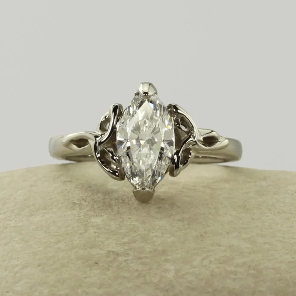 The Evenlode: 950 Platinum Diamond or Moissanite Celtic Trinity Knot Solitaire Engagement Ring
