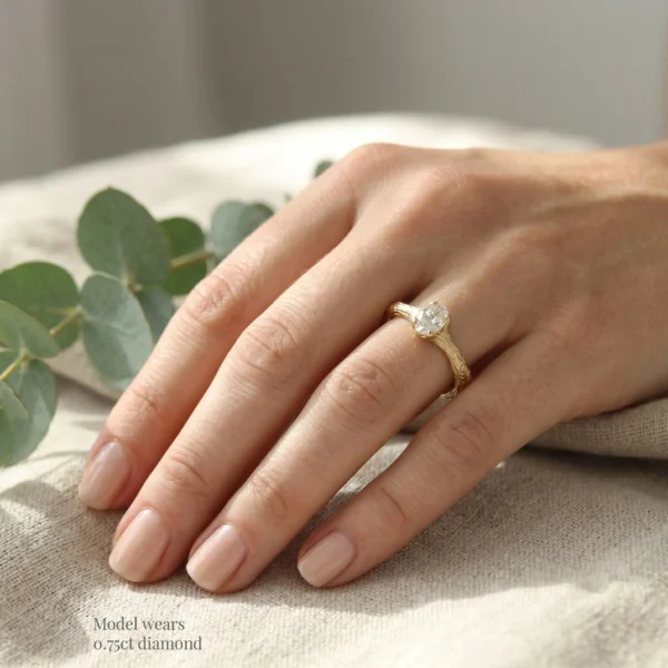 The Cassley: Handmade 18ct Yellow Gold Oval Diamond or Moissanite Twig Engagement Ring