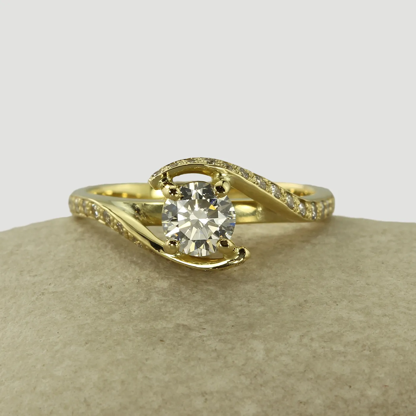 Eco 18ct Gold Swirl Bypass Engagement Ring