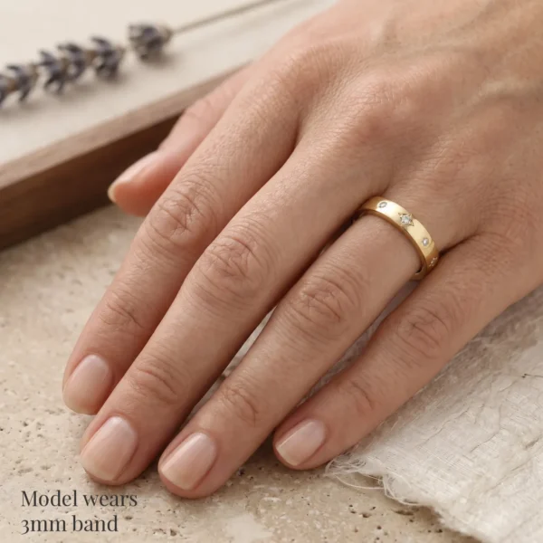 The Starbeck: Handmade 14ct Yellow Gold Star Set Diamond or Moissanite Ring